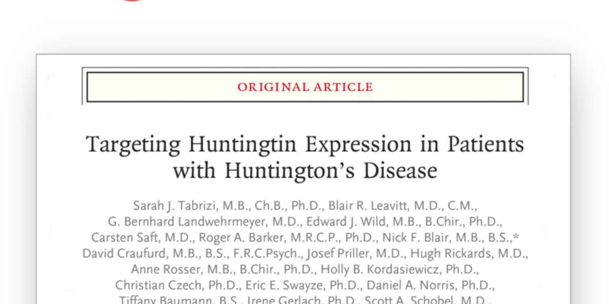 Novedades sobre el primer estudio de reducción de la Huntingtina